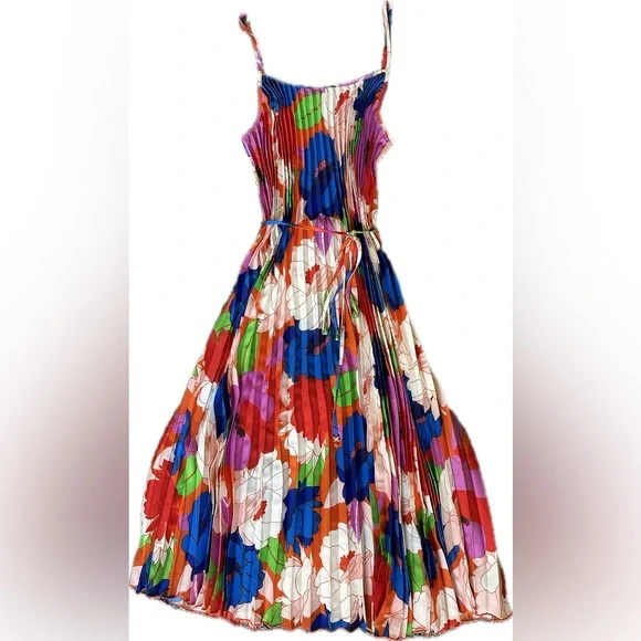 Sam Edelman Floral Plisse Pleated Midi Dress - Picture 6 of 6